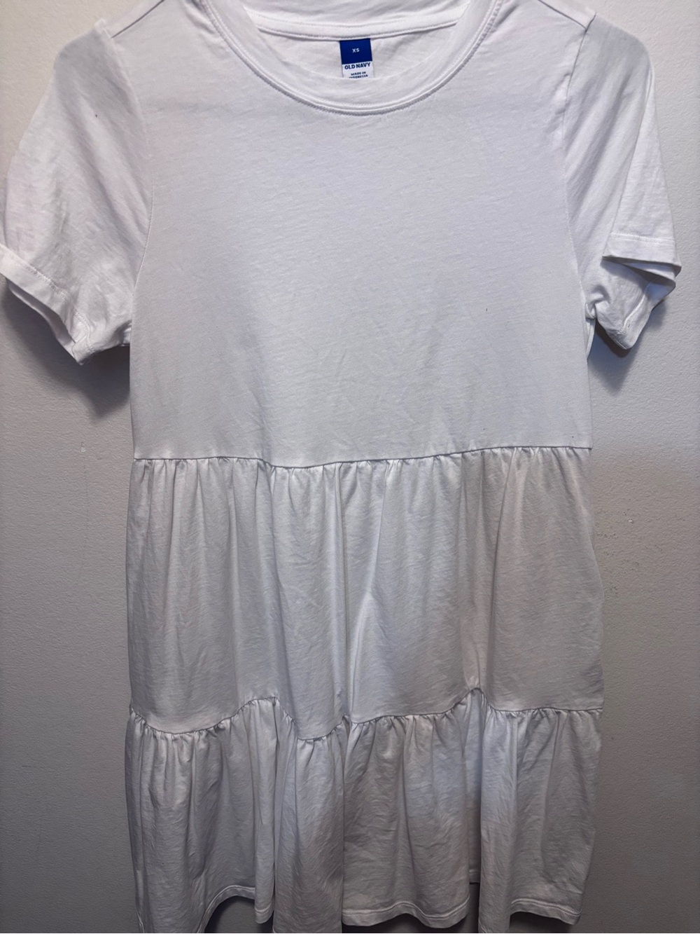 Old Navy White Tiered Short-Sleeve Dress